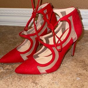 Red lace up heels